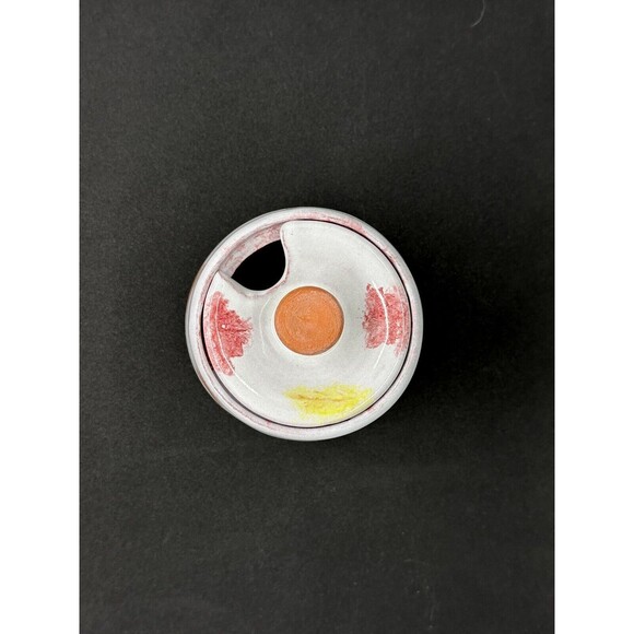 Studio Art Pottery Lidded Sugar Jar Handmade Bowl Pot Squirrel Painted Crayon - Picture 6 of 10